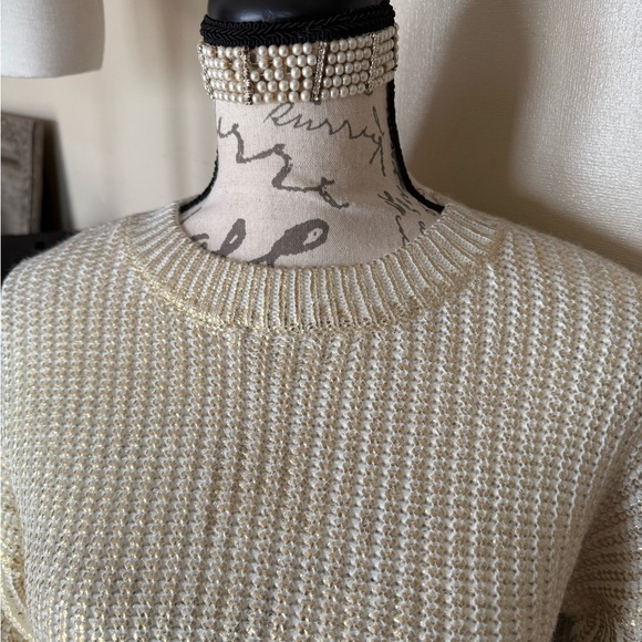 Madden Girl Cream and Gold Crew Neck Sweater 69.00 NWT - Picture 11 of 15